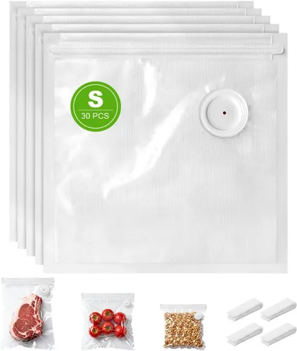 Bolsas selladoras al vacío, 30 bolsas reutilizables al vacío para alimentos, sin BPA, bolsas de almacenamiento de alimentos al vacío con bolsa de