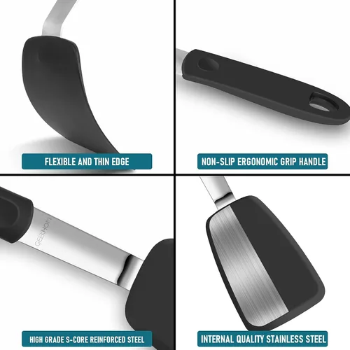 Miniatura 4 de GEEKHOM - Juego de 2 espátulas de silicona, resistentes al calor, flexibles, para utensilios de cocina antiadherentes, utensilios de cocina