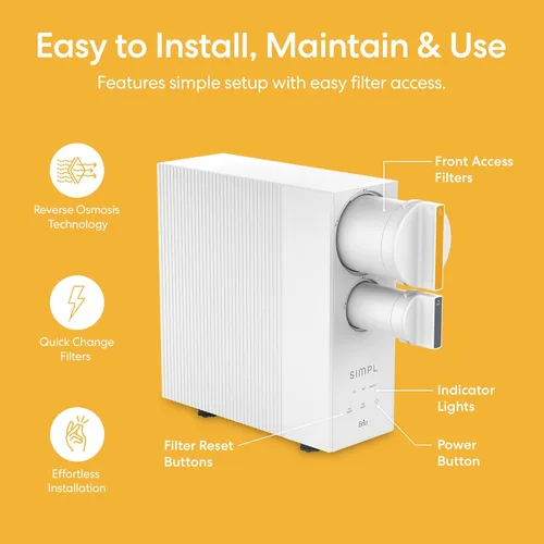 Miniatura 3 de Sistema de Filtro de Agua sin Tanque Brio SIMPL de Ósmosis Inversa para Agua Potable Limpia Filtración RO de 0.0001 Micrones de 4 Etapas Bajo