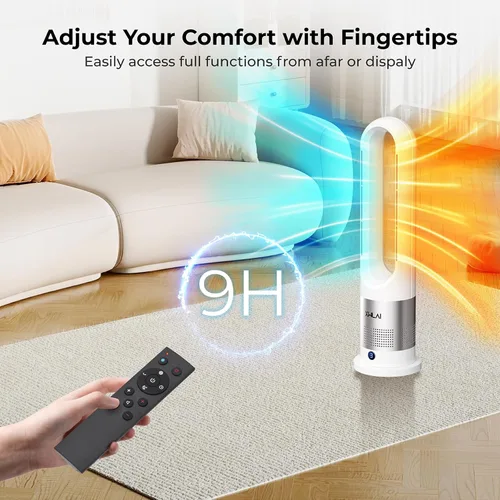 Miniatura 5 de Combo de calentador y ventilador sin aspas, calentador de 26 pulgadas y ventilador enfriador con control remoto, protección contra