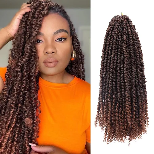 Miniatura 28 de Cabello Passion Twist – 8 pulgadas Passion Twist Crochet Hair para mujer, 8 paquetes de cabello rizado pretrenzado Passion Twists extensiones de 1b