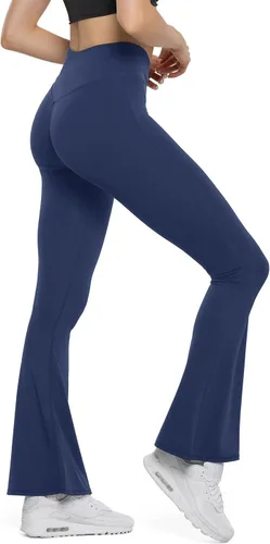 Miniatura 57 de HEGALY Pantalones de yoga acampanados para mujer, leggings cruzados, suaves, de cintura alta, pantalones casuales de entrenamiento con corte de bota