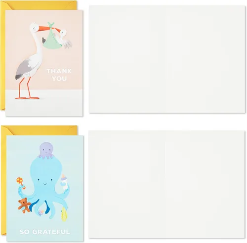 Miniatura 6 de Hallmark Surtido de tarjetas de agradecimiento para baby shower, animales bebés