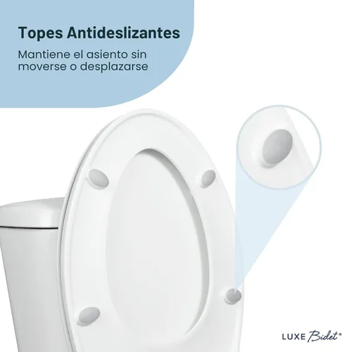 Miniatura 7 de LUXE TS1008E Asiento de inodoro alargado de ajuste cómodo con cierre lento, bisagras de liberación rápida y topes antideslizantes (blanco)