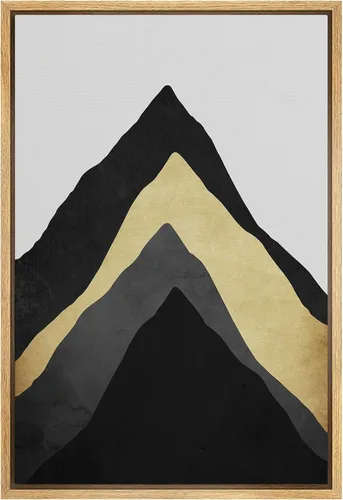 Miniatura 19 de SIGNFORD - Lienzo enmarcado para pared, arte de pintura grunge duotono blanco bronceado, trazos abstractos, formas ilustradas, arte moderno