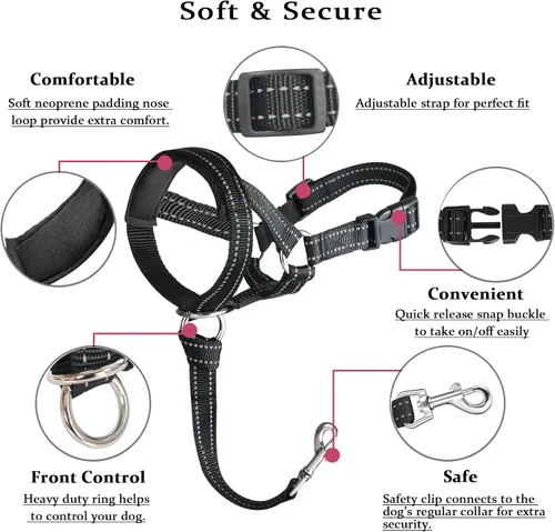 Miniatura 2 de BARKLESS Collar de cabeza de perro, sin tirones, con acolchado suave, arnés acolchado suave reflectante para perros pequeños y medianos