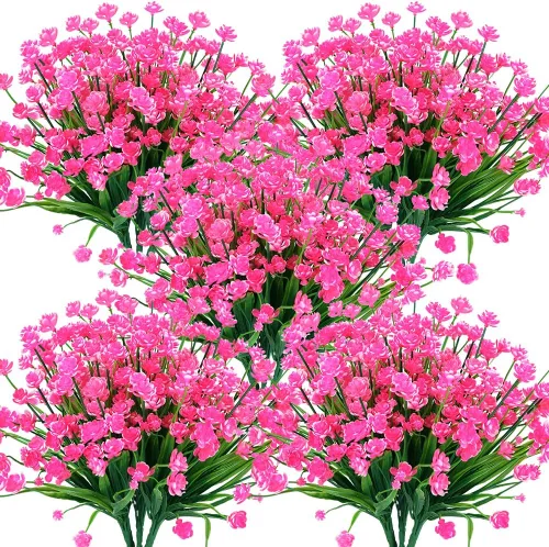 Miniatura 15 de Flores artificiales, 8 paquetes de plantas artificiales para exteriores, resistentes a los rayos UV, plantas artificiales, arbustos para interiores