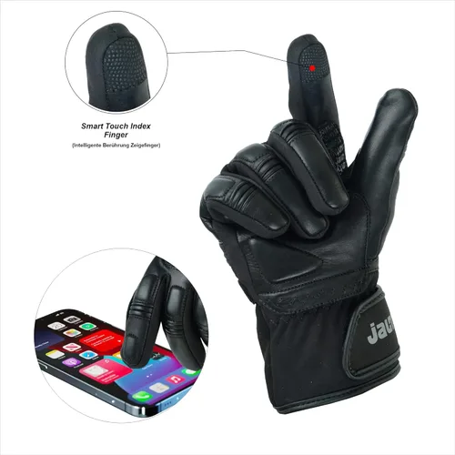 Miniatura 4 de JAUNTY Guantes de moto para invierno para hombres y mujeres, cálidos, con Thinsulate, impermeables, de cuero, con pantalla táctil, para ATV, BMX