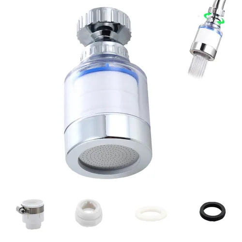 Filtro de grifo de cocina, rotación de 360° para agua del grifo de cocina del hogar, a prueba de salpicaduras y filtro de aumento de presión para