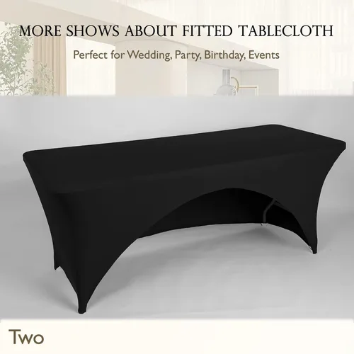 Miniatura 7 de Mantel de elastano ajustable de poliéster de 6 pies, mantel elástico para mesa, con espalda abierta, color negro