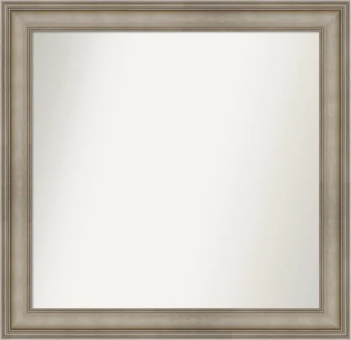 Miniatura 371 de Amanti Art Espejo de baño plateado para sobre el fregadero, 26 x 26 pulgadas, espejo cuadrado de plata antigua, marco de madera tradicional mediano