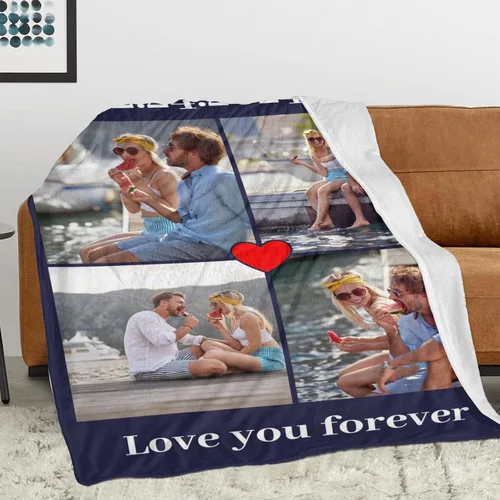 Miniatura 2 de Artsadd Manta personalizada con collage de texto fotográfico, manta de fotos personalizada para hombres, mujeres, él o ella, manta personalizada