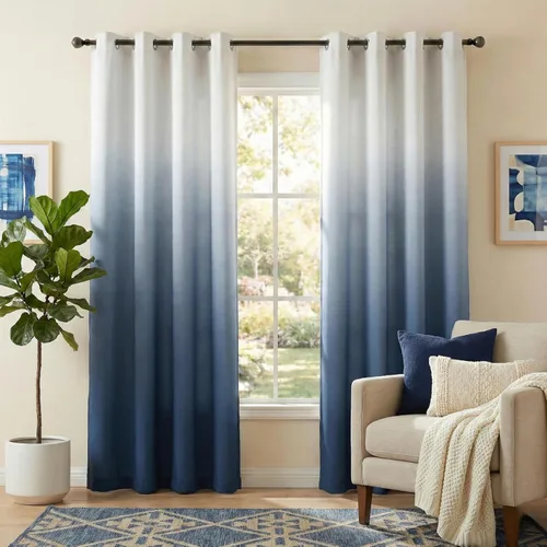 Miniatura 31 de NICETOWN Cortinas Oscurecedoras de 84 pulgadas de Largo para Sala de Estar, Cortinas de Privacidad Ombré Blanco y Negro con Ojales para Blanco a