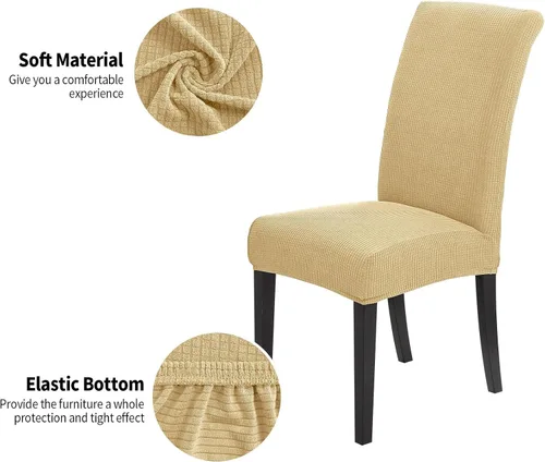 Miniatura 3 de Joccun Fundas para Sillas de Comedor Juego de 2, Fundas Elásticas para Sillas de Comedor Fundas para Sillas de Comedor Protector de Asiento, Funda