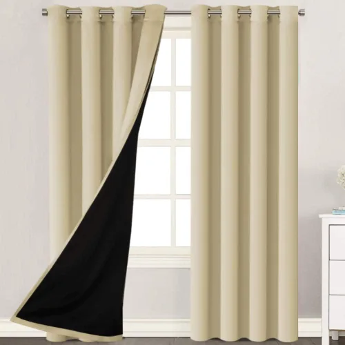 Miniatura 33 de H.VERSAILTEX Paneles de cortina 100% opacas de 45 pulgadas de largo, con aislamiento térmico, cortinas opacas con forro para dormitorio, dos capas