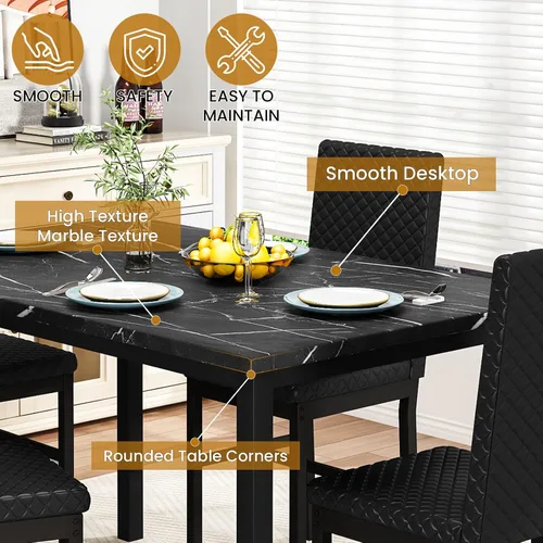 Miniatura 6 de DKLGG Juego de mesa de comedor para 4, mesa de cocina y sillas, juego de 4 mesas de cocina y comedor de mármol sintético con sillas de comedor