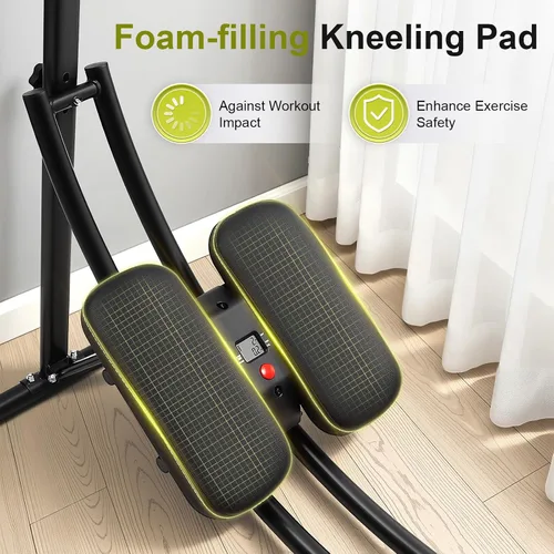 Miniatura 8 de Abdominal Crunch Coaster, Height Adjustable Ab Trainer Abdominal Whole with LCD Monitor & Six Silent Rollers, Body Workout Machine for Home, Negro