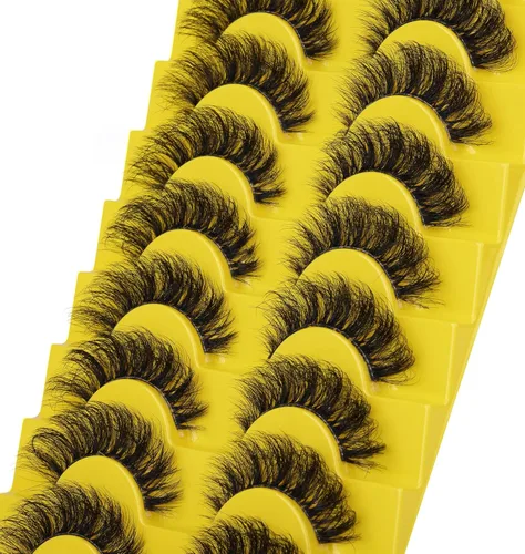 Miniatura 4 de Pestañas Rusas de Tiras Curvatura D Esponjosas Finas Pestañas Postizas de Aspecto Natural Pestañas de Visón Sintético Como Extensión de Pestañas