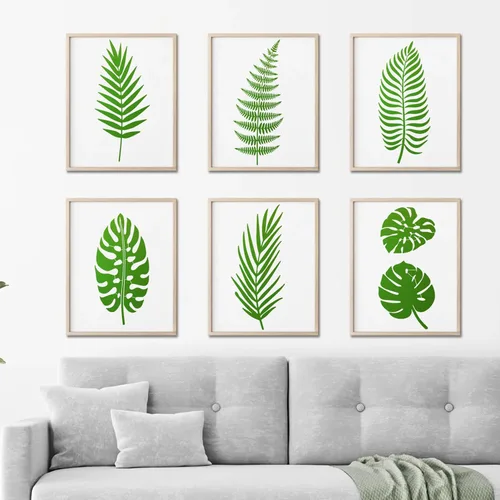 Miniatura 2 de 11 plantillas de hojas grandes de 12 x 6 pulgadas, plantillas de hojas de helecho de palma para pintar en paredes, plantas tropicales de naturaleza