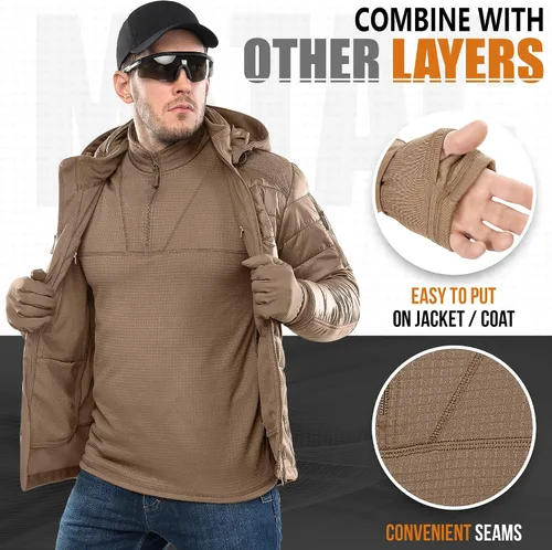 Miniatura 7 de M-Tac Thermal Shirt for Men Grid Fleece Lined Base Layer Compression Top for Cold Weather ECWCS Delta Level 2