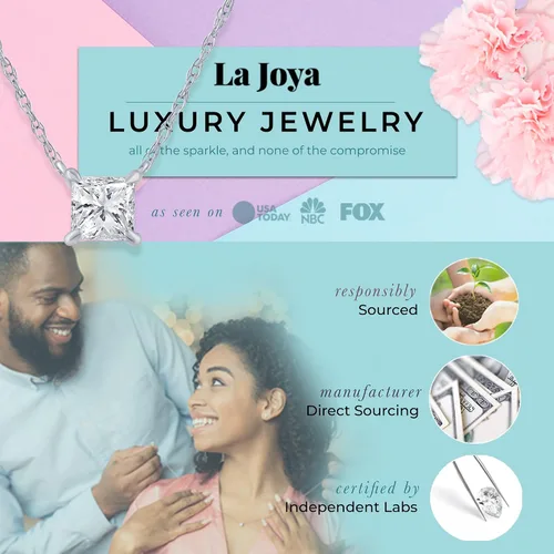 Miniatura 3 de La Joya Collares de diamantes para mujer, impresionante colección de collar solitario de diamante cultivado en laboratorio de 1 quilate Cadena