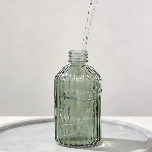 Miniatura 3 de Dispensador de jabón de vidrio verde para baño y cocina, dispensador de jabón líquido recargable de manos de 14 onzas con bomba de plástico