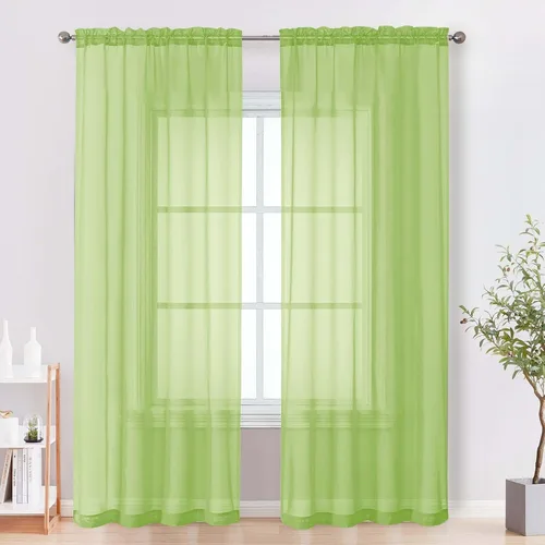 Miniatura 153 de OVZME - Cortinas traslúcidas blancas de 45 pulgadas de largo, 2 paneles, cortinas de gasa con bolsillo para barra para ventanas pequeñas, cada una