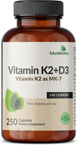 Miniatura 5 de Futurebiotics Vitamina K2 (MK7) con suplemento D3 - Fórmula sin OGM - 5000 UI de vitamina D3 y 90 microgramos de vitamina K2 MK-7, 250 cápsulas