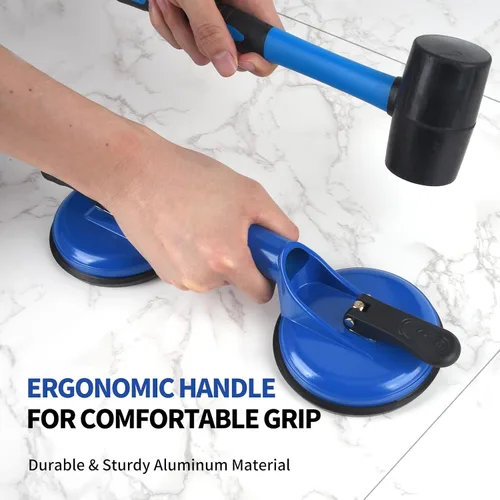 Miniatura 7 de Herramienta fijadora de huecos de piso para reparación de huecos de piso laminado, incluye ventosa y maza, kit azul