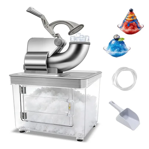 Máquina de cono de nieve 700 libras/h, máquina de hielo rallado comercial 40L, trituradora de hielo eléctrica con cuchillas dobles de afeitar de
