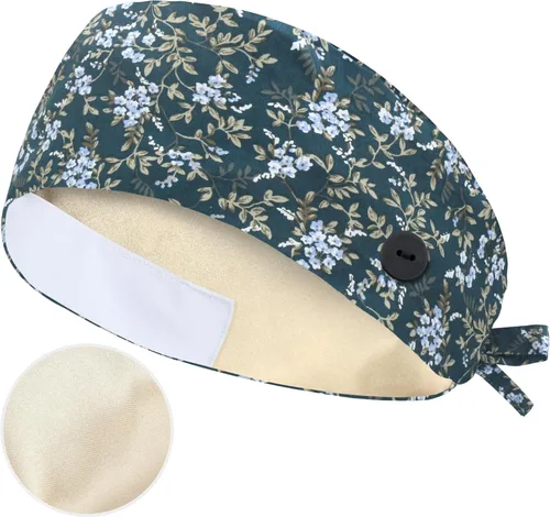 Miniatura 14 de QBA Gorra de trabajo ajustable con botón, gorro de trabajo de algodón, banda elástica para atar en la espalda, para mujeres y hombres, talla única