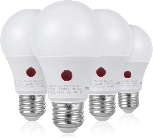 Miniatura 8 de DEWENWILS Bombilla LED A19 para exteriores del anochecer al amanecer, bombillas amarillas para exteriores, brillo ámbar de 2000 K, equivalente a 9 W