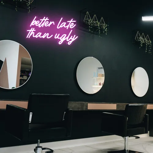 Miniatura 7 de Mejor Tarde Que Nunca Letrero de Neón LED Rosa Iluminado Letras de Neón para Decoración de Pared Letrero de Letra de Neón para Decoración de Salón