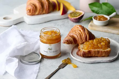 Miniatura 6 de Gourmanity Mermelada de mango y maracuyá, dulce con un toque de sabor agrio, todas las deliciosas conservas de frutas naturales ideales
