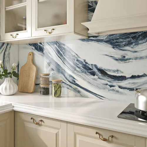 Miniatura 4 de Livelynine Papel Tapiz Azul y Blanco Impermeable de Mármol Papel de Contacto para Encimeras Azul Marino Blanco Vinilo Adhesivo para Encimeras