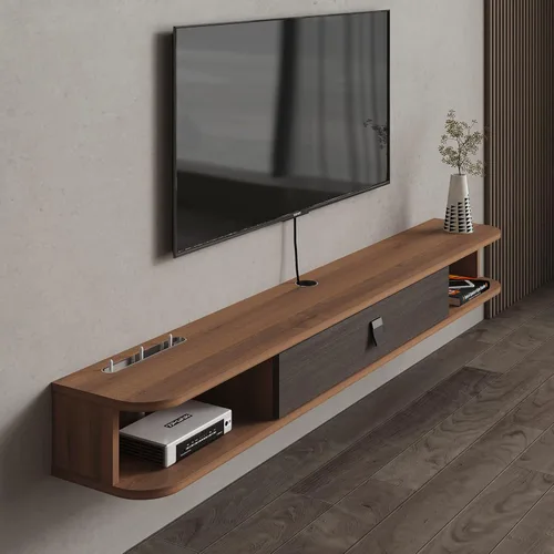Miniatura 8 de Pmnianhua Consola de TV flotante, consola multimedia montada en la pared de 55 pulgadas, mueble de TV flotante, soporte de TV flotante moderno
