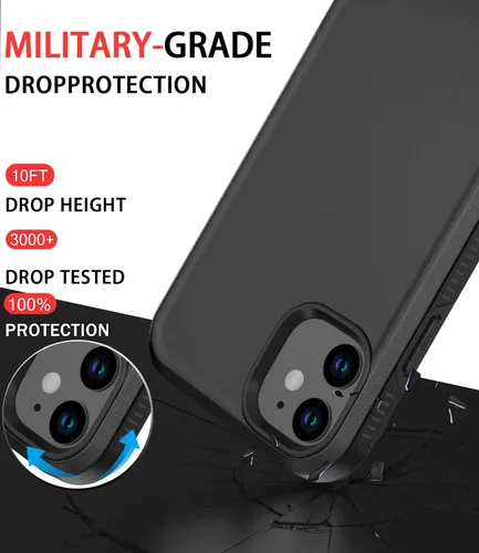 Miniatura 2 de Diverbox - Funda para iPhone 12 a prueba de golpes y caídas, protector de pantalla de vidrio templado, funda protectora de alta resistencia