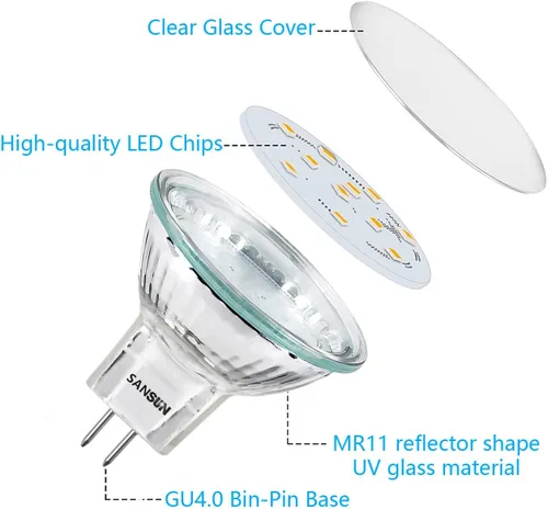 Miniatura 4 de Bombillas LED para Paisajismo MR11 de 3W, Bajo Voltaje 12V Reemplazo de Halógeno de 20W para Foco de Paisajismo Exterior y Luz de Riel, Base Bi-Pin