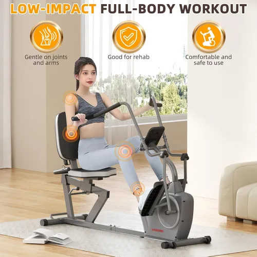 Miniatura 5 de VANSWE Bicicleta estática reclinada para adultos y personas mayores, bicicletas reclinadas para el hogar con resistencia magnética, conectividad