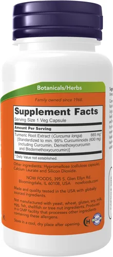 Miniatura 2 de NOW Foods Suplementos, curcumina de cúrcuma, derivada del extracto de raíz de cúrcuma, 95% curcuminoides, suplemento herbario, 60 cápsulas vegetales