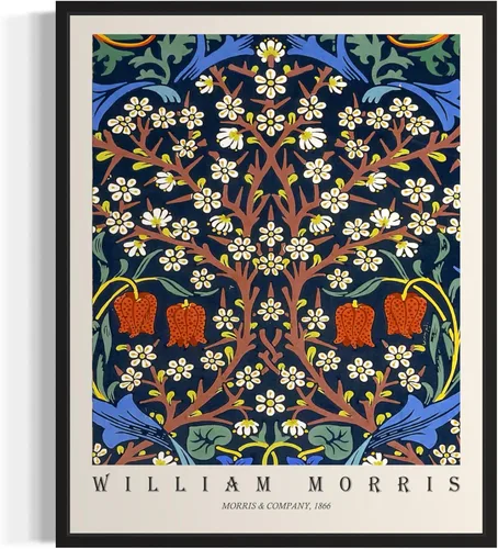 Miniatura 11 de Póster con impresión artística de gato negro, estilo William Morris, floral retro de mediados de siglo, botánico, victoriano, Academia oscura