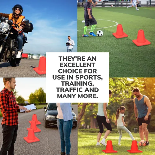 Miniatura 7 de Koozam Sports - Paquete de 6 conos deportivos de 6 pulgadas resistentes para entrenamiento profesional, no se vuelan con el viento o grietas