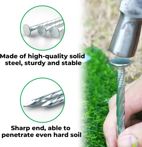 Miniatura 3 de Estacas de paisaje en espiral de 12 pulgadas, 25 púas de anclaje de metal galvanizado para bordes de pavimentación, césped artificial, barrera