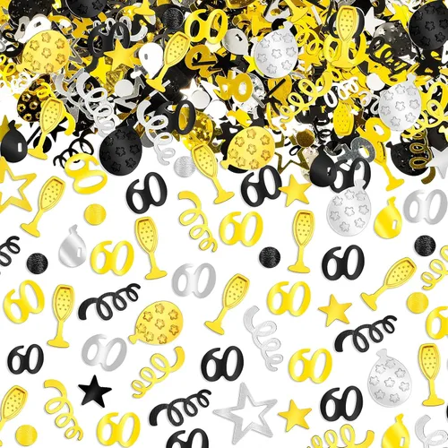 3000 piezas de confeti de cumpleaños con purpurina para decoración de cumpleaños, aniversario, mesa de papel de aluminio metálico, confeti con