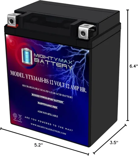 Miniatura 8 de Mighty Max Battery Batería YTX14AH-BS para Yamaha YFM250 Bear Tracker 250cc 1999-2004 Marca Producto