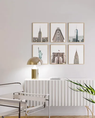 Miniatura 5 de HAUS AND HUES Arte de pared de la ciudad de Nueva York y pósteres de Nueva York, juego de 6 pósteres de la ciudad de Nueva York, decoración de pared