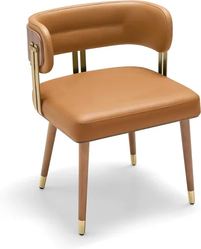 Miniatura 22 de ARTPLAN Juego de 2 sillas de comedor de cuero de nogal, modernas sillas de cocina con cojín de espuma de alta resistencia y marco de acero 2-Azul