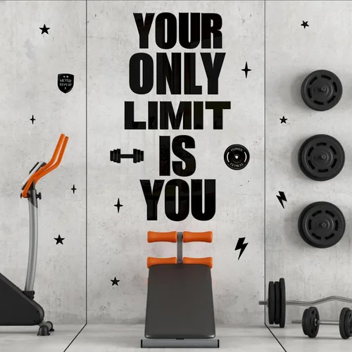 Miniatura 3 de Calcomanía acrílica para gimnasio, citas inspiradoras, azulejos de espejo para decoración de gimnasio en casa, arte motivacional "Your Only Limit is