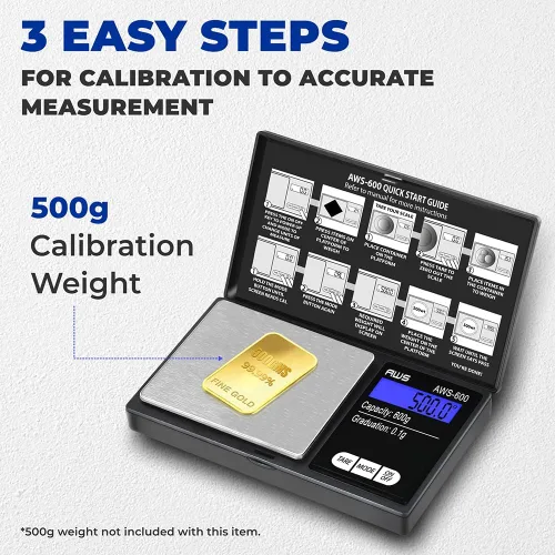 Miniatura 7 de American Weigh Scales Balanza de bolsillo digital 600 g x 0,1 g con pantalla LCD Gramo, onza, quilate, grano para monedas, joyas, piedras preciosas