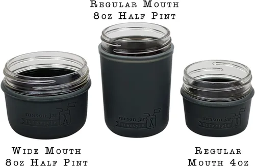 Miniatura 6 de Mason Jar Lifestyle - Fundas de silicona de 4 onzas para proteger bolas pequeñas, Kerr, tarros de conservas acolchados (gris carbón, paquete de 2)